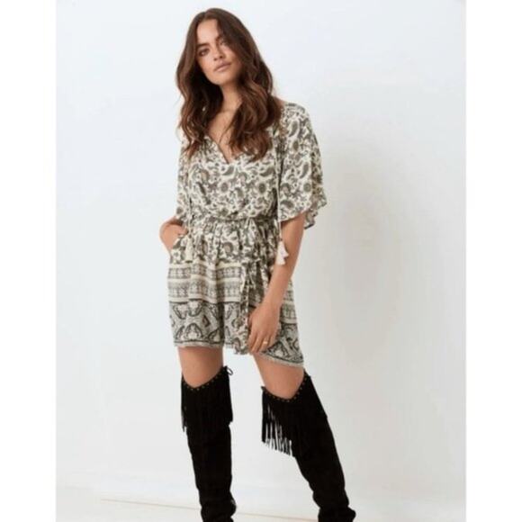 Spell Gypsy Journey Romper Cream Brown Boho Festival NWT Size XS - Picture 5 of 12